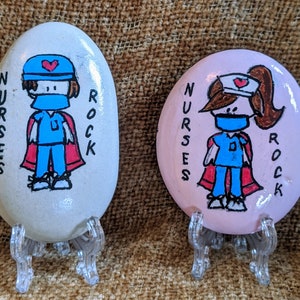 Nurse Appreciation Painted Stone, Nurses Rock, Gift for Nurses, Thank You Gift for Nurses, Nurse w/mask design, perfect for nurse graduation