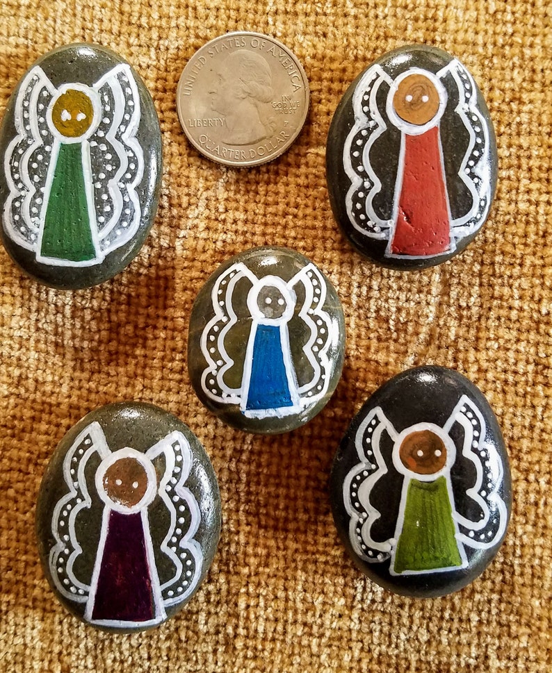 Pocket Angel Angel Painted Rock Art Stone Gift for Her Etsy