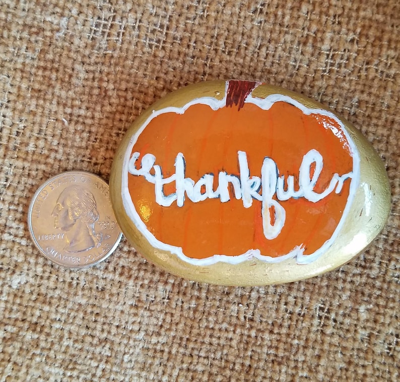 Thanksgiving themed painted rocks, pumpkin rocks, set of 6 Thanksgiving decorated rocks, housewarming gift, Thanksgiving decor, autumn decor Thankful