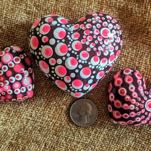 Heart Shaped Mandala Painted Rocks, Valentines Painted Rocks, Valentine ...