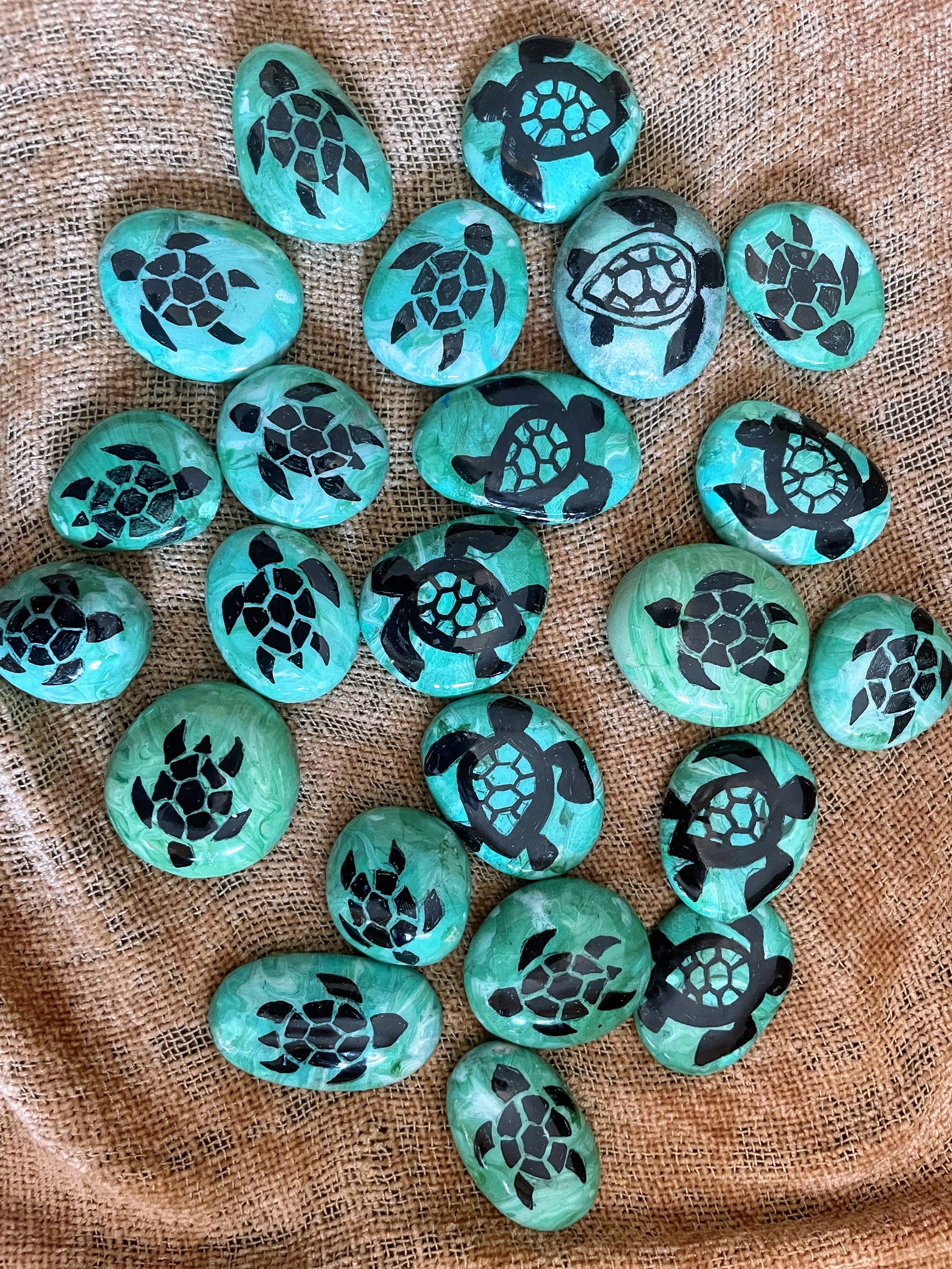 Sea Turtle Rocks Garden Stones Home Decor Poolside Art Etsy