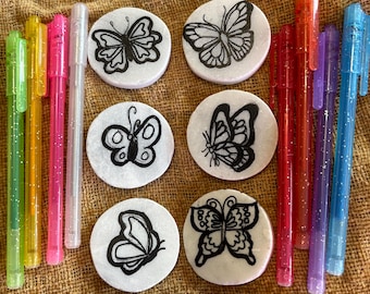 Painted Rocks Kit: Zentangle DIY Craft, Adult Coloring, Heart Designs, Butterfly designs