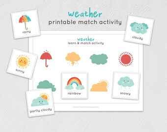 Afdrukbaar weerwedstrijdspel – Montessori-kinderactiviteit (digitale download)