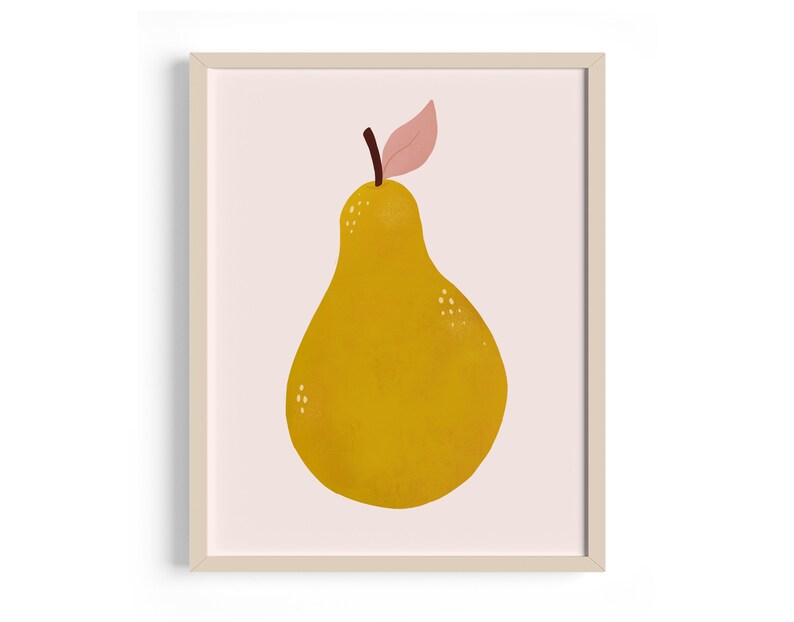 Strawberry & Pear Print Cute Wall Art Fruit Nursery Print Etsy