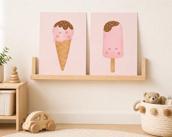 Print met ijshoorntje en ijslolly, zomerkunst kinderkamer (digitale download)