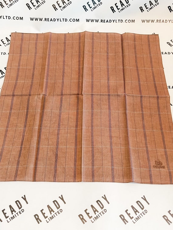 Vintage Celine Brown Purple Striped Scarf 18x18