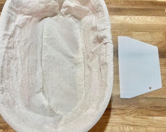 Silicone Orange Oval Bread Proofing Basket with Cover and Scraper NEW