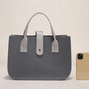 Minimalist Felt Bag Tote with Vegan Leather Handles