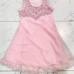 Vintage Pink Dress with Silver Sequins SMALL
