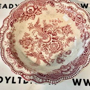 Vintage Crown Ducal Bristol Pink Toile Berry Bowl IMPERFECT CHIPPED