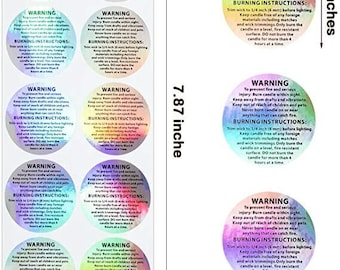 Kerzen Aufkleber Holographisch Warnschilder Wasserdicht 1,5 ""NEU 2 Seiten."