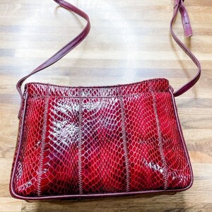 vintage 80s leather woven Ganson Tote crossbody red purse