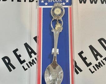 Vintage Kansas Sunflower State Etched Dangle Collector's Souvenir Spoon NEW