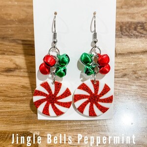 Christmas Earrings NEW Jingle Bell Peppermint