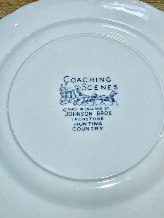 Vintage Johnson Bros Coaching Scenes Blue Toile Bread Dessert
