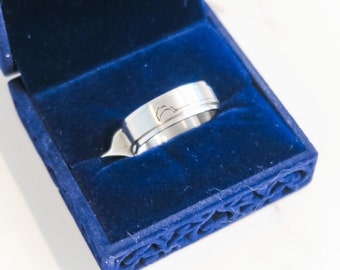 RING Stainless Steel Satin Spinner Ring Dolphin
