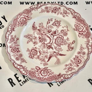 Vintage Crown Ducal Bristol Pink Toile Dessert Plate CHIPPED