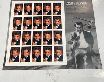 Vintage USPS 2002 Cary Grant Legends Of Hollywood Stamp Sheet NEW