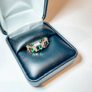 Baguette CZ Eternity Band Gold with Multi Color Stone - Water Resistant Jewelry