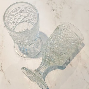 Vintage Anchor Hocking Wexford Clear Goblet Small Wine Glasses Set of 2