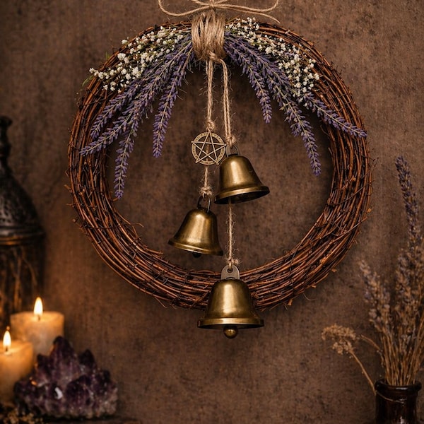 Accroche-porte en forme de cloches de sorcière | Charme de protection | Décoration mauvais œil | Décoration d'intérieur spirituelle | Couronnes de cloches faites main | Cloches de protection | Sonnettes