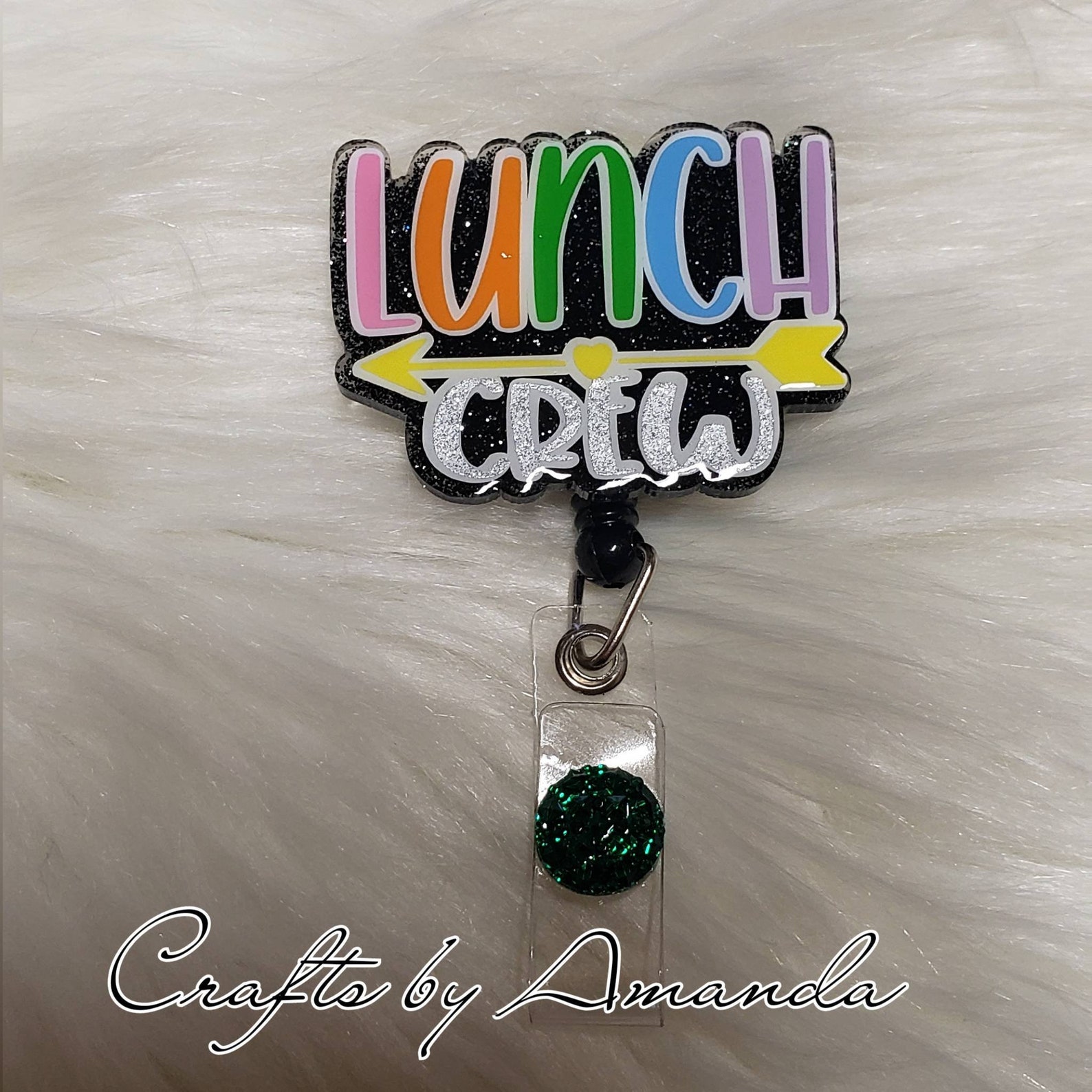 Lunch Crew Badge Reel Cafeteria Badge Reel Glitter Badge Etsy
