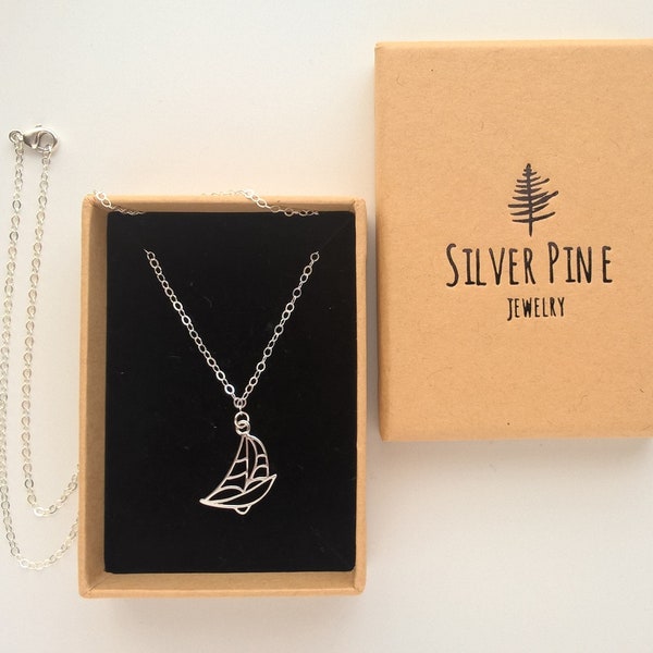 925 Sterling Silver Sailboat Necklace, Sail Boat Necklace, Sea Ocean Necklace, Nautical Jewelry, Travel Necklace, Summer Necklace For Women