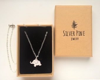 Sterling Silver Elephant Necklace For Women, Elephant Pendant, Dainty Animal Necklace, Good Luck Necklace, Elephant Gift For Her