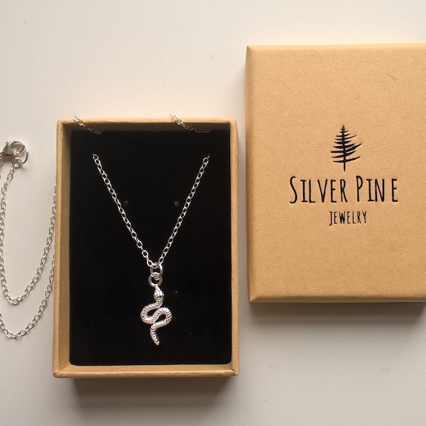 Sterling Silver Snake Necklace, Snake Pendant, Snake Choker, Animal Necklace, Serpent  Necklace, Herringbone Necklace, Snake Jewelry