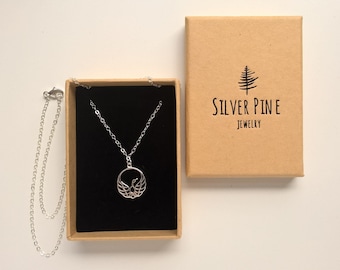 Pendentif collier Phoenix en argent sterling, collier oiseau délicat pour femme, collier minimaliste, bijoux faits à la main, cadeaux pour elle