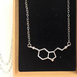 Serotonin Necklace Sterling Silver Necklace, Serotonin Pendant, Molecule Necklace, Chemistry Jewelry, Science Jewelry, Minimalist Necklace image 3