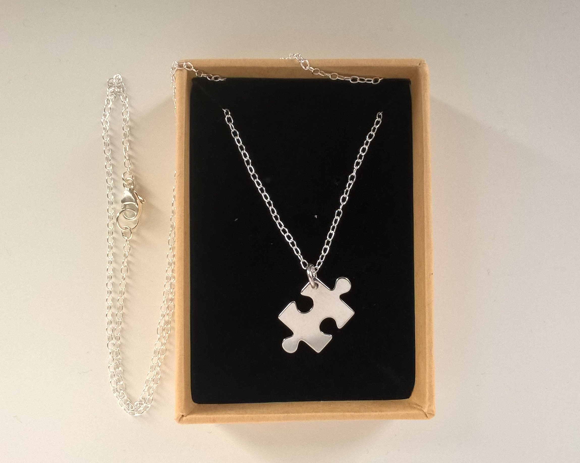Puzzle Piece Necklace Sterling Silver Necklace Jigsaw Etsy