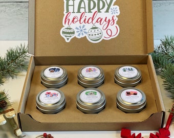 Happy Holidays Soy Wax Candle Gift Set | Christmas Candles, Holiday Candles, Christmas Gift