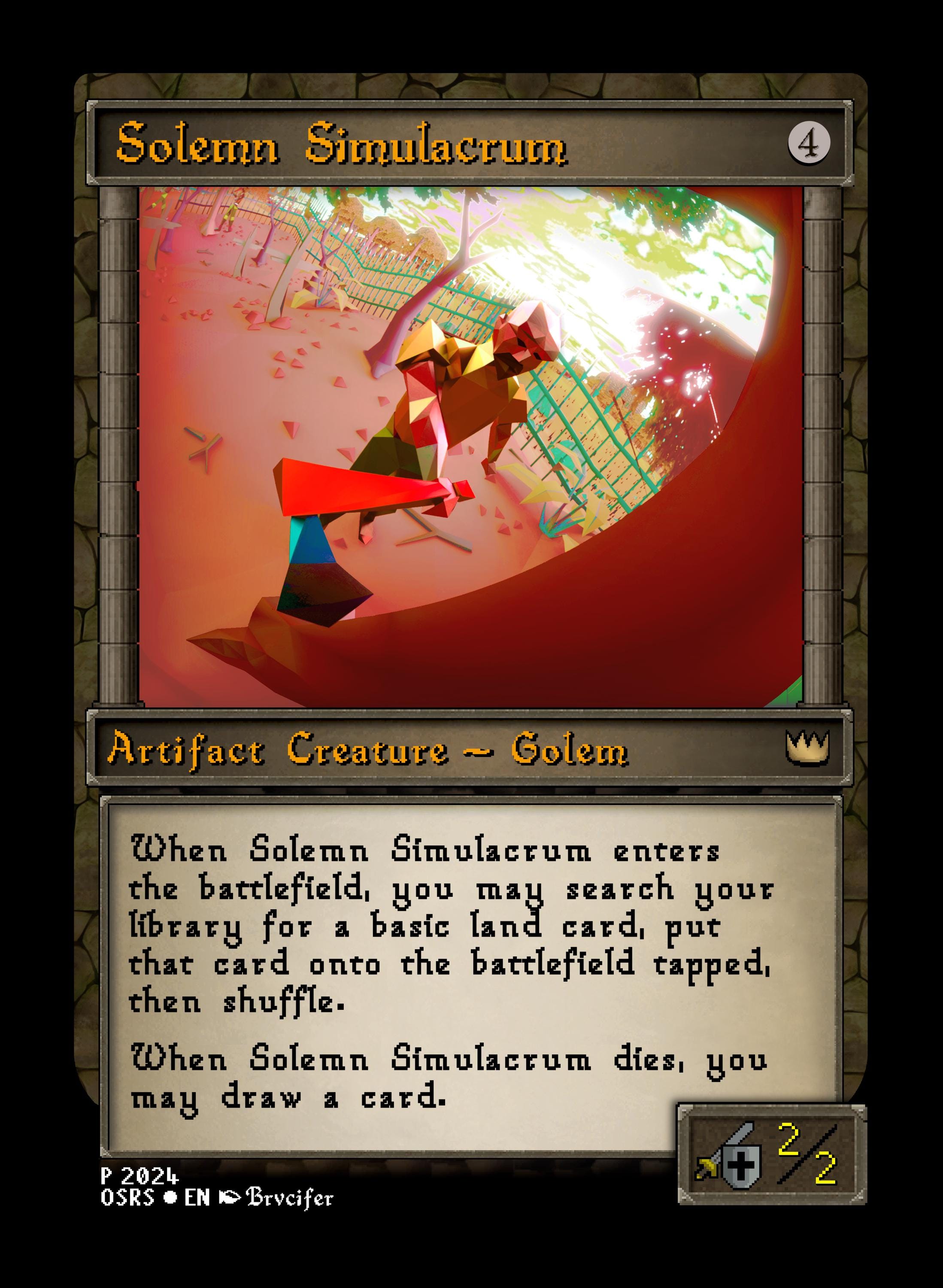 OSRS Solemn Simulacrum - Original Art OSRS Mtg Proxy Card by Brvcifer - Etsy