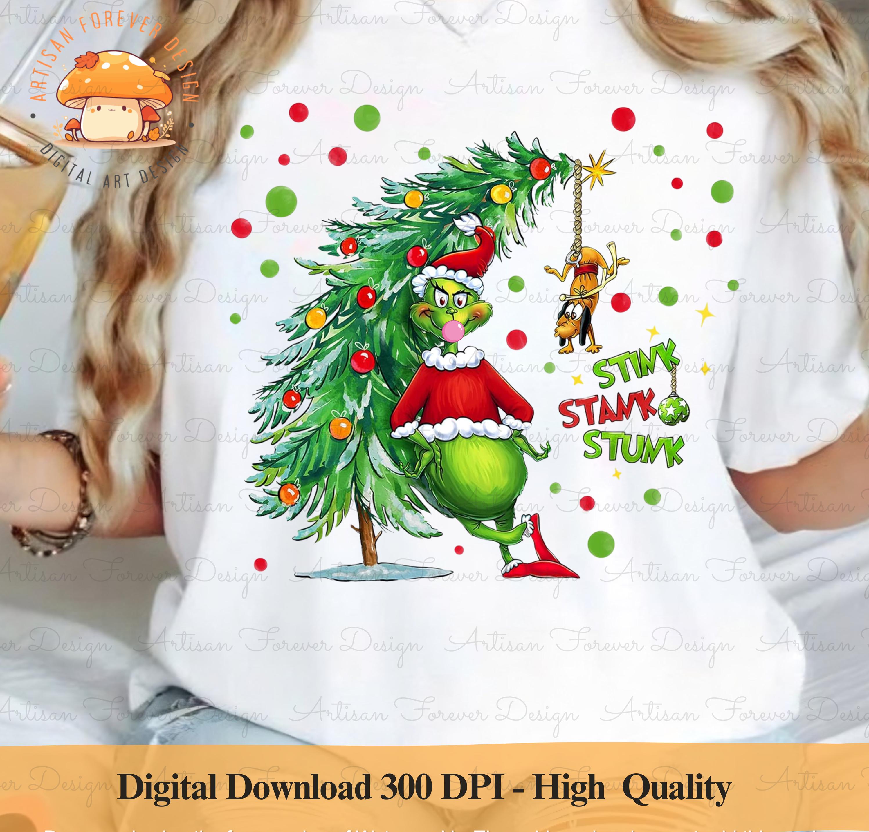 Grinch Blowing Bubble PNG, Merry Christmas Funny Grinch with Max, Xmas Holiday Sublimation Digital Download