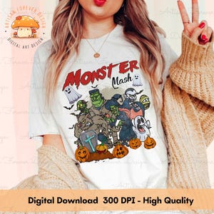 Monster Mash png, Halloween Digital File, Vintage Ghost Halloween png, Monster Tee, Halloween png, Monster mash, spooky season