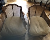 Pair of canned styleLouis XV bergeres and beige Velvet