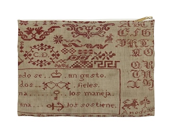 Spanish Vintage Look Project Bag For Cross Stitch Or Knitting, Needlework Travel Case, Cross-Stitch Project Bag, Needlework Supply Pouch