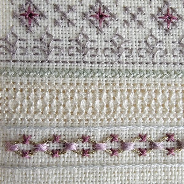 Spun Silk Band Sampler PDF Graph, Specialty Stitches Linen Needlework ...