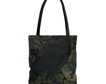 William Morris Raven Tote Bag,  Vintage Look Project Carry All, Needlework Travel Bag, Needlework Tote for Cross-Stitch Supplies