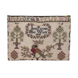 Jane Parson Sampler Look Project Bag Cross Stitch, Needlework Travel Case, Cross-Stitch Project Bag, Needlework Supply Pouch