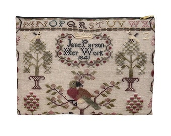 Jane Parson Sampler Look Project Bag Cross Stitch, Needlework Travel Case, Cross-Stitch Project Bag, Needlework Supply Pouch