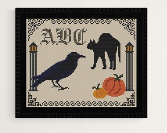 Halloween Cross Stitch Pattern PDF, Pagan Hoop Cross Stitch, Counted Needle Art Instant Download, Autumn Xstitch Digital File, Easy Pattern