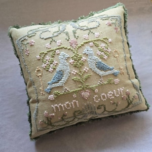 Mon Coeur Valentine&#39;s Cross Stitch Pattern PDF, Counted Thread Instant Download Xstitch Digital File, Heartfelt Cross-stitch Chart