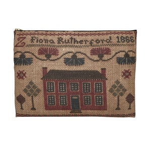Fiona Sampler Look Project Bag For Cross Stitch Or Knitting, Needlework Travel Case, Cross-Stitch Project Bag, Needlework Supply Pouch