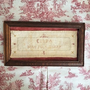 Eliza Reproduction Sampler 1877,  Birth Pattern PDF, Counted Thread Instant Download Xstitch Digital File, Easy Merklap