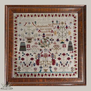 Elizabeth Hughes 1851 Sampler PDF, Welsh Sampler Cross Stitch Pattern, Counted Thread Instant Download Xstitch Digital File, Motif Sampler