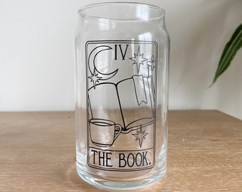 The Book Tarot Card | 16 oz Beer Can Glass