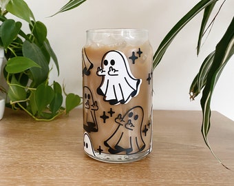 Middle Finger Ghosts | 16 oz Beer Can Glass