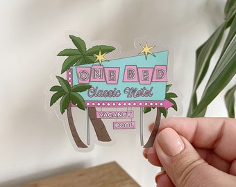 One Bed Retro Motel | CLEAR Bookish Sticker